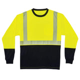 Ergodyne 22632 GloWear 8281BK Type R Class 2 Black Front Perf. Long Sleeve T-Shirt, Small, HV Lime - 2