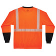 Ergodyne 22683 GloWear 8281BK Type R Class 2 Black Front Perf. Long Sleeve T-Shirt Medium HV Orange