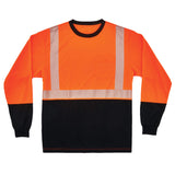 Ergodyne 22683 GloWear 8281BK Type R Class 2 Black Front Perf. Long Sleeve T-Shirt Medium HV Orange - 2