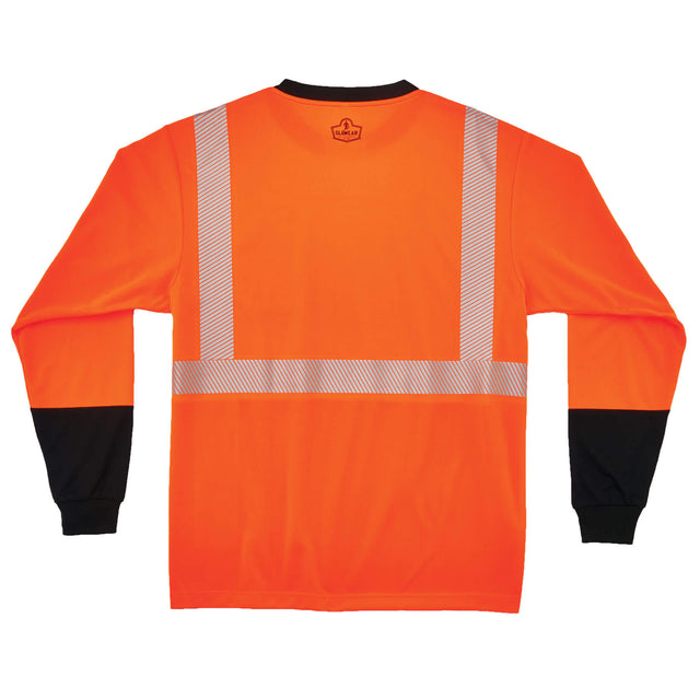 Ergodyne 22687 GloWear 8281BK Type R Class 2 Black Front Perf. Long Sleeve T-Shirt, 3XL, HV Orange