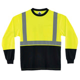 Ergodyne 22702 GloWear 8291BK Type R Class 2 Black Front Long Sleeve T-Shirt, Small, HV Lime - 2