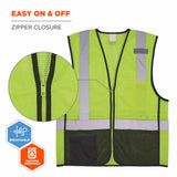 Ergodyne 23019 8210ZBK 4XL/5XL Lime Hi Vis Safety Vest - 3