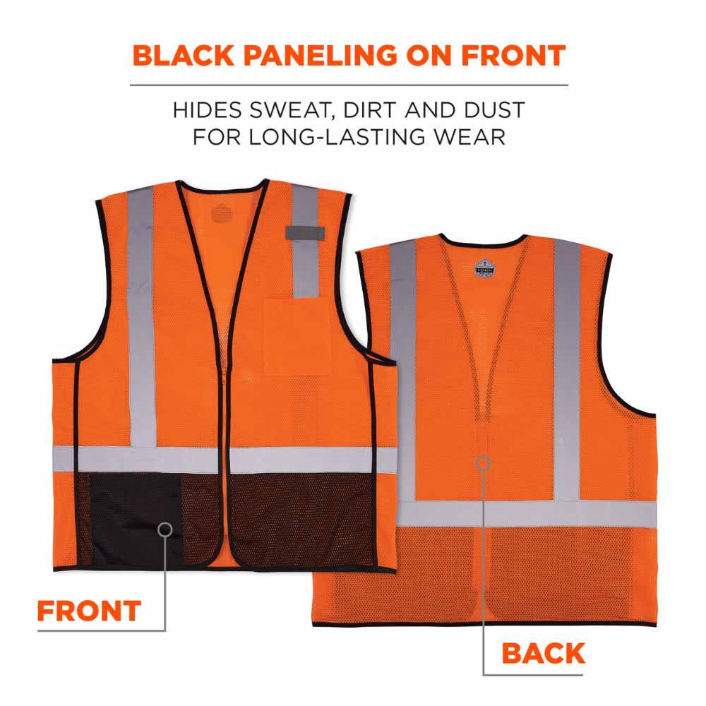 Ergodyne 23023 8210ZBK S/M Orange Hi Vis Safety Vest - 4