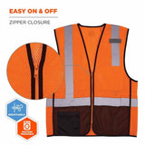 Ergodyne 23025 8210ZBK L/XL Orange Hi Vis Safety Vest - 3