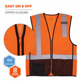 Ergodyne 23025 8210ZBK L/XL Orange Hi Vis Safety Vest - 3