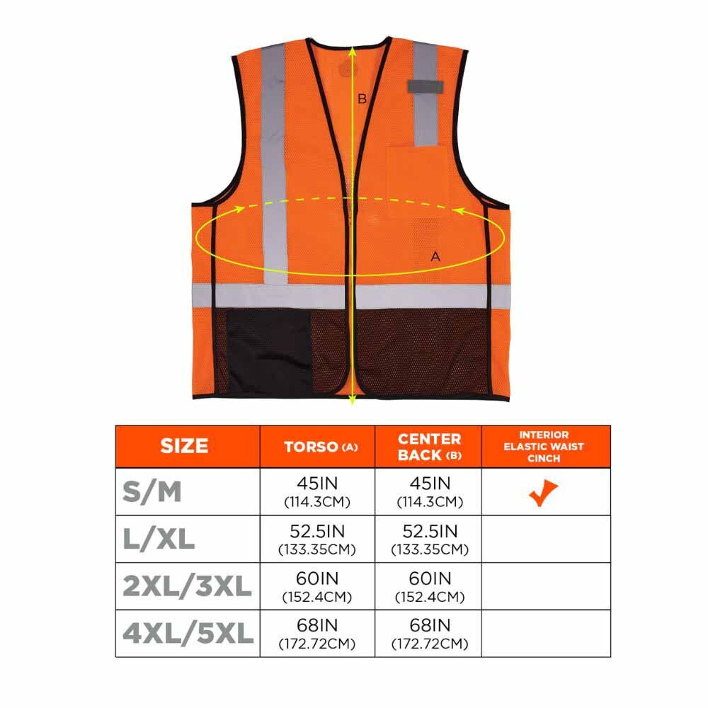 Ergodyne 23025 8210ZBK L/XL Orange Hi Vis Safety Vest - 9