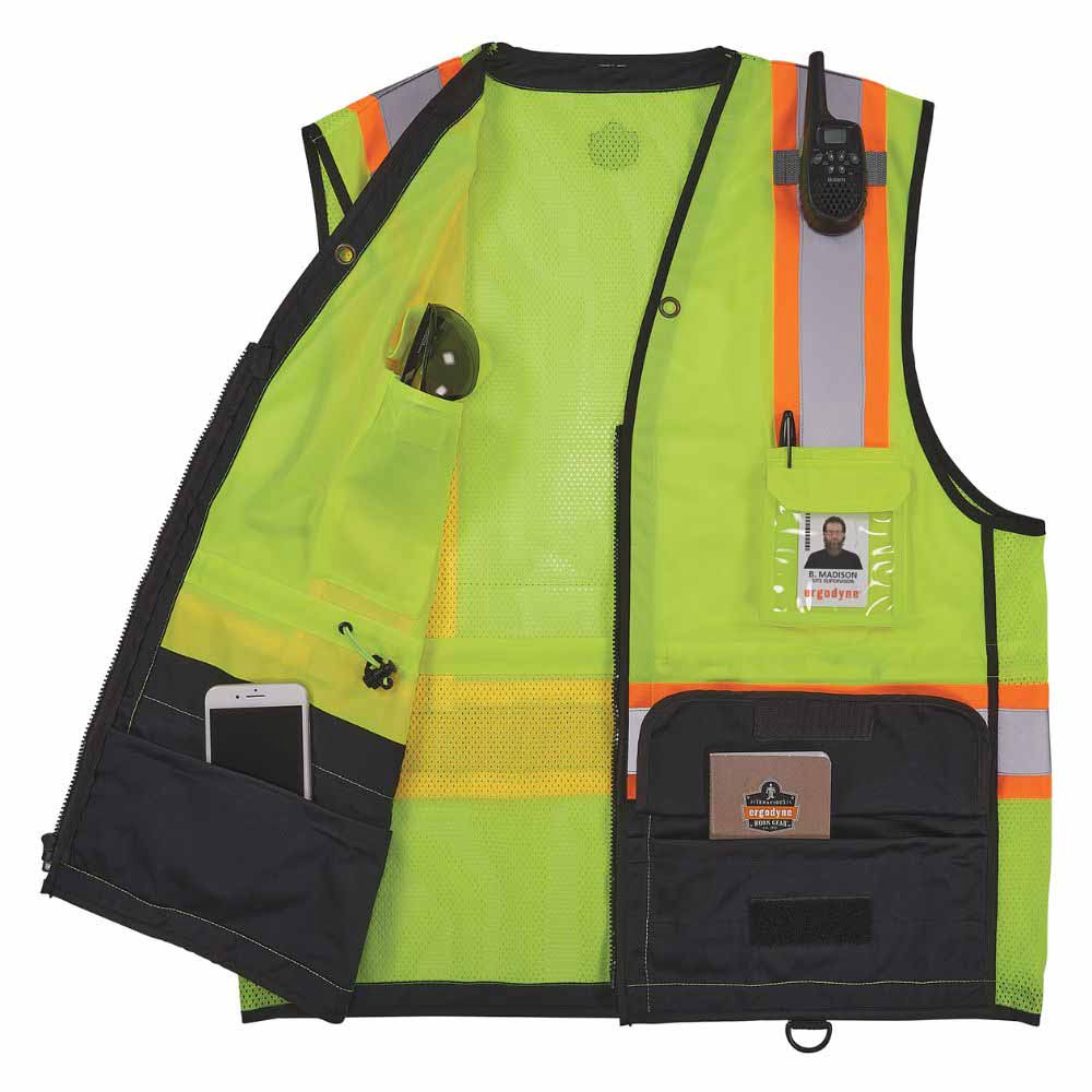 Ergodyne 23033 8251HDZBK S/M Lime Hi Vis Safety Vest - 9