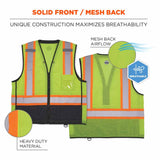 Ergodyne 23035 8251HDZBK L/XL Lime Hi Vis Safety Vest - 4