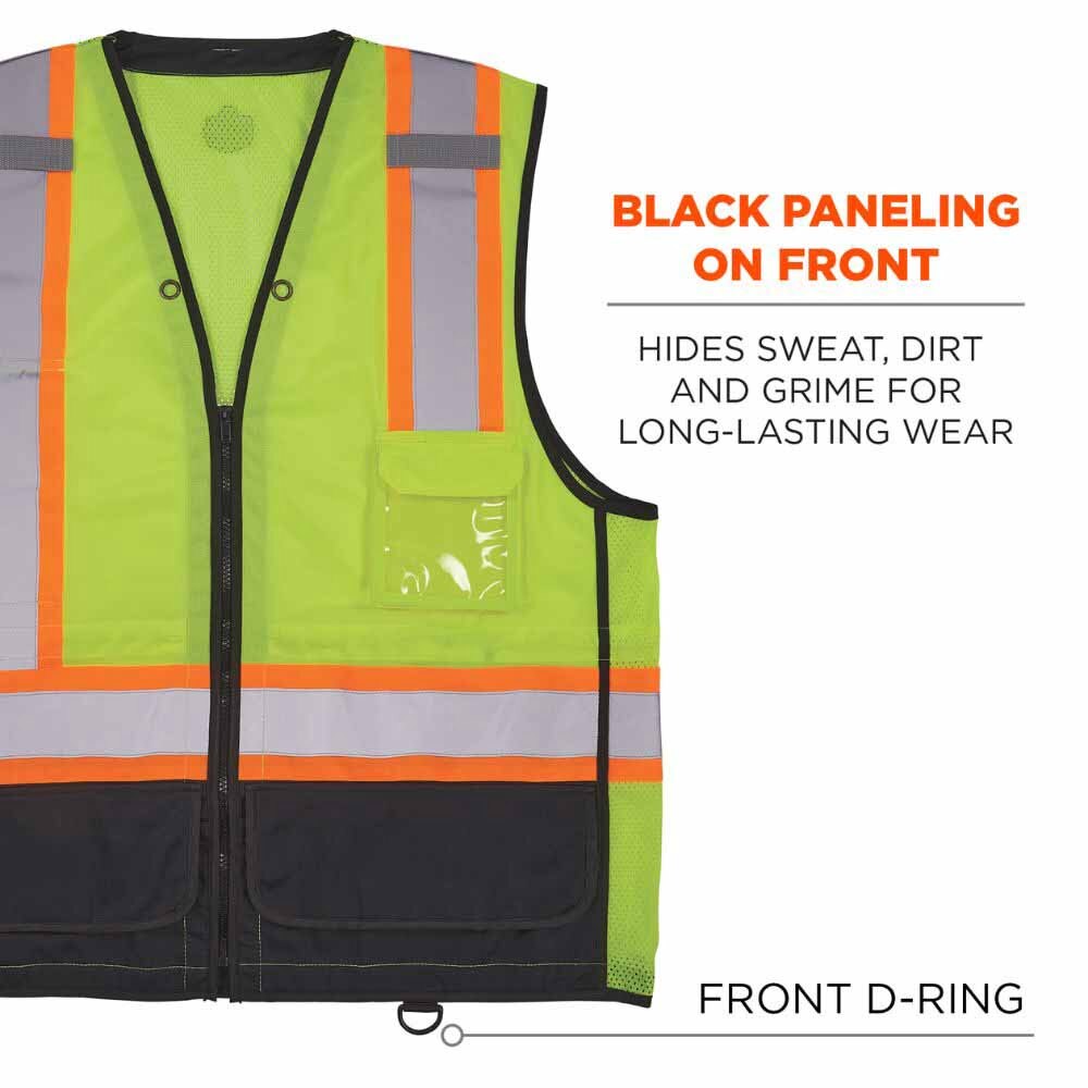 Ergodyne 23039 8251HDZBK 4XL/5XL Lime Hi Vis Safety Vest - 5