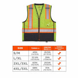 Ergodyne 23039 8251HDZBK 4XL/5XL Lime Hi Vis Safety Vest - 10