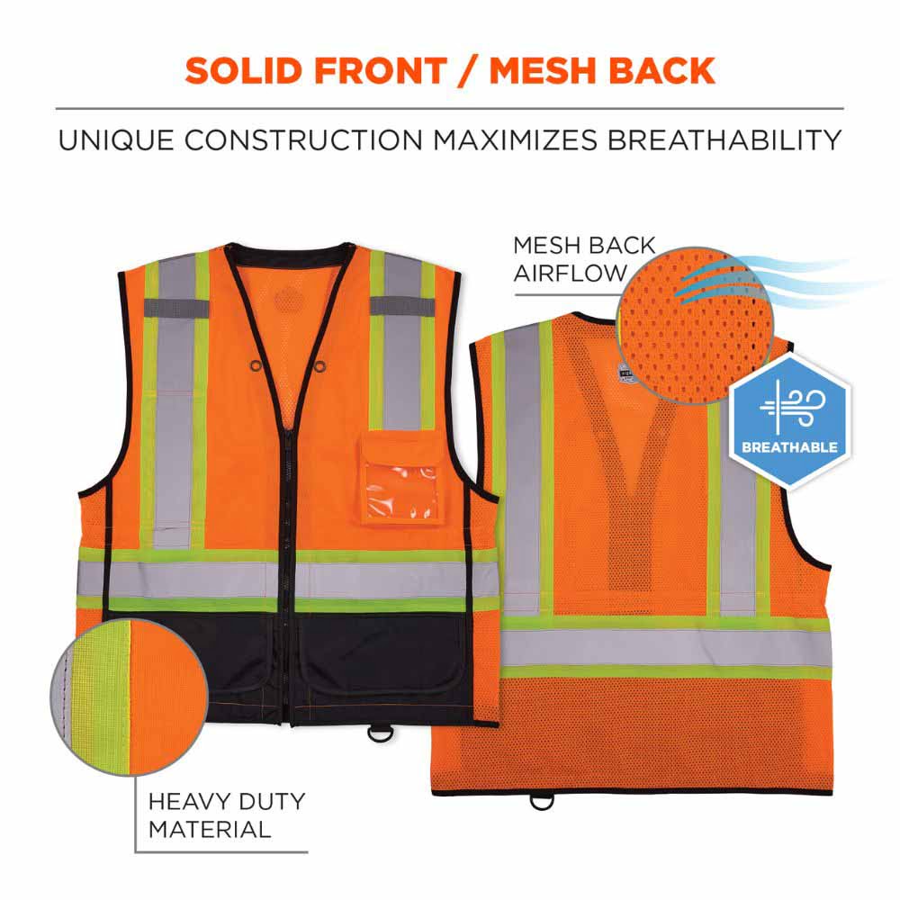 Ergodyne 23043 8251HDZBK S/M Orange Hi Vis Safety Vest - 4