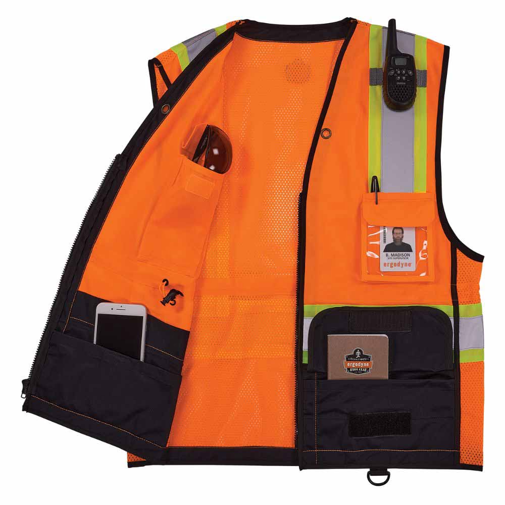 Ergodyne 23043 8251HDZBK S/M Orange Hi Vis Safety Vest - 9