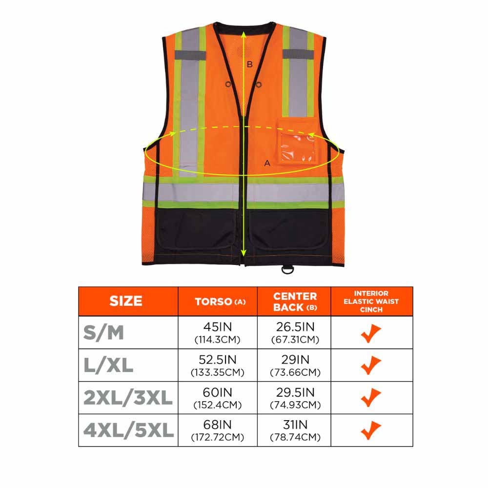 Ergodyne 23043 8251HDZBK S/M Orange Hi Vis Safety Vest - 10