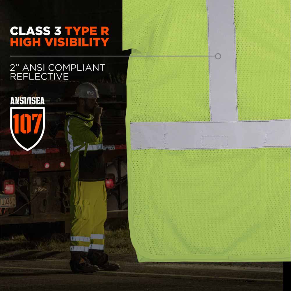 Ergodyne 23055 8315BA L/XL Lime Hi Vis Breakaway Safety Vest HL - 2