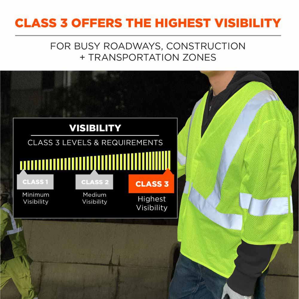 Ergodyne 23055 8315BA L/XL Lime Hi Vis Breakaway Safety Vest HL - 3