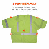 Ergodyne 23055 8315BA L/XL Lime Hi Vis Breakaway Safety Vest HL - 4