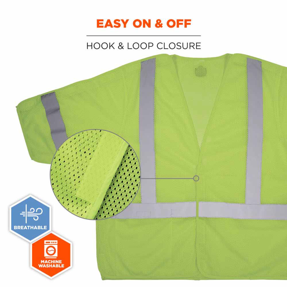 Ergodyne 23055 8315BA L/XL Lime Hi Vis Breakaway Safety Vest HL - 5