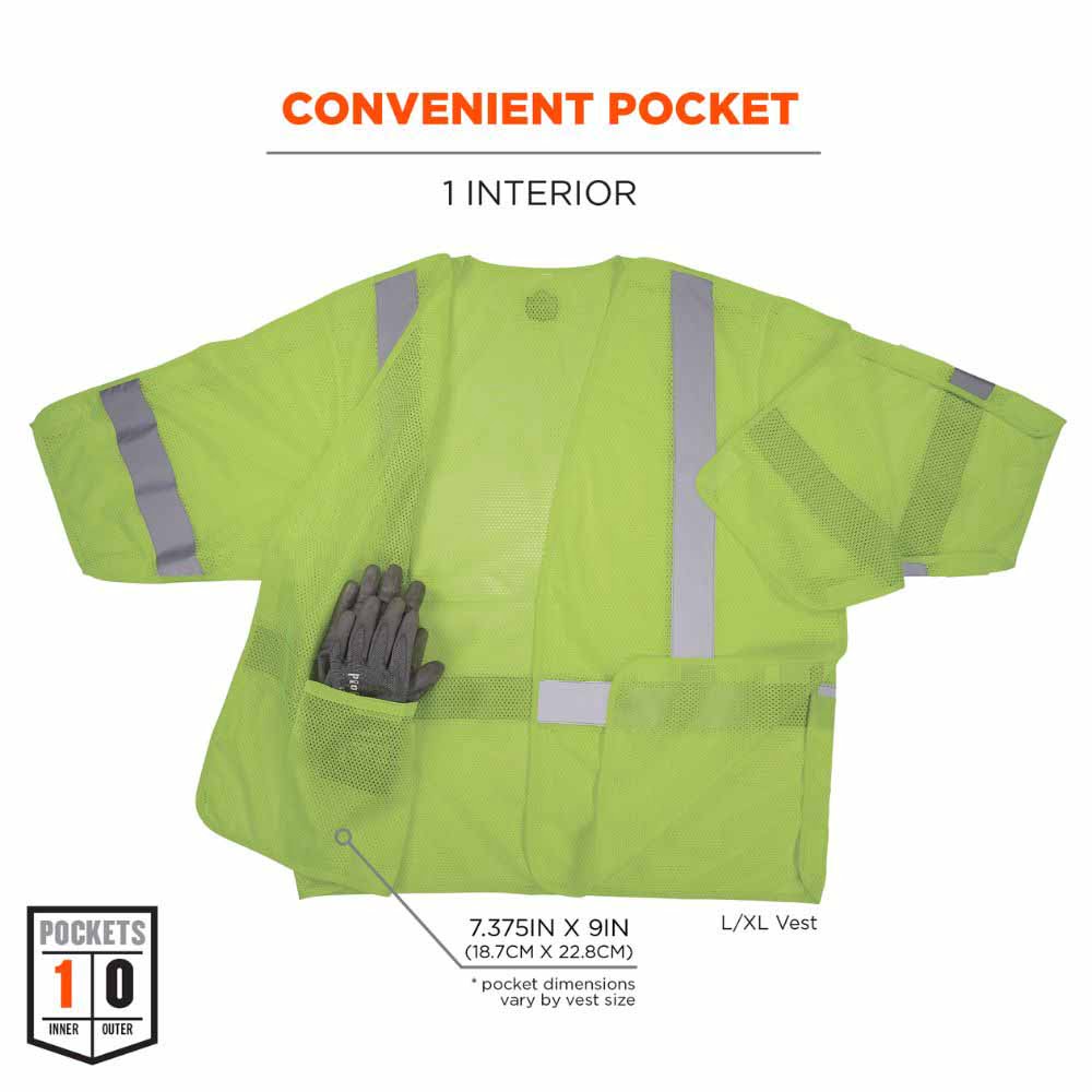 Ergodyne 23057 8315BA 2XL/3XL Lime Hi Vis Breakaway Safety Vest HL - 6