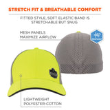 Ergodyne 23240 #8931 S/M Hi-Vis Lime - Ergodyne Logo Reflective Stretch-Fit Hat - 2