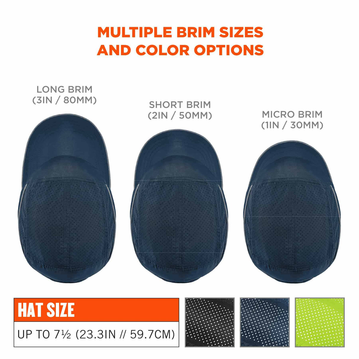 Ergodyne 23332 8955 Micro Brim Navy Lightweight Bump Cap Hat - 9