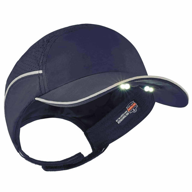 Ergodyne 23339 8965 Long Brim Navy Lightweight Bump Cap Hat + LED Lighting