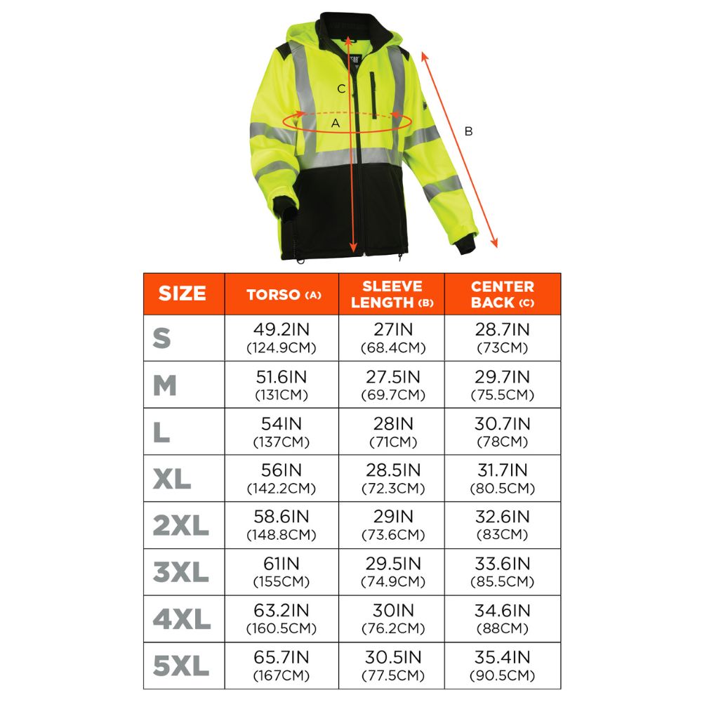 Ergodyne 23522 #8353 S Lime Hi-Vis Softshell Water-Resistant Jacket - 6