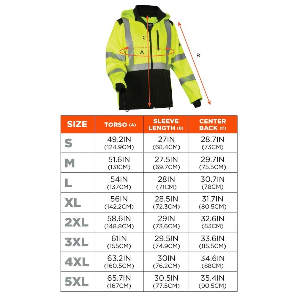 Ergodyne 23522 #8353 S Lime Hi-Vis Softshell Water-Resistant Jacket - 6