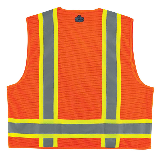 Ergodyne 24063 GloWear 8248Z Type R Class 2 Two-Tone Surveyors Vest, Small/Medium, HV Orange