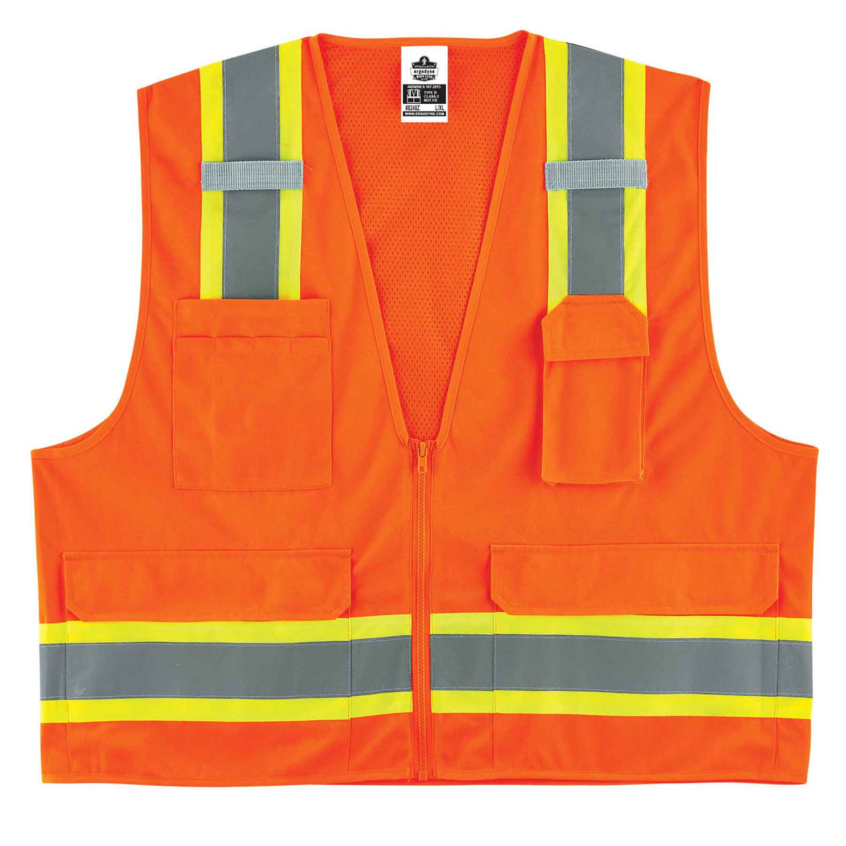 Ergodyne 24065 GloWear 8248Z Type R Class 2 Two-Tone Surveyors Vest, Large/XL, HV Orange - 2