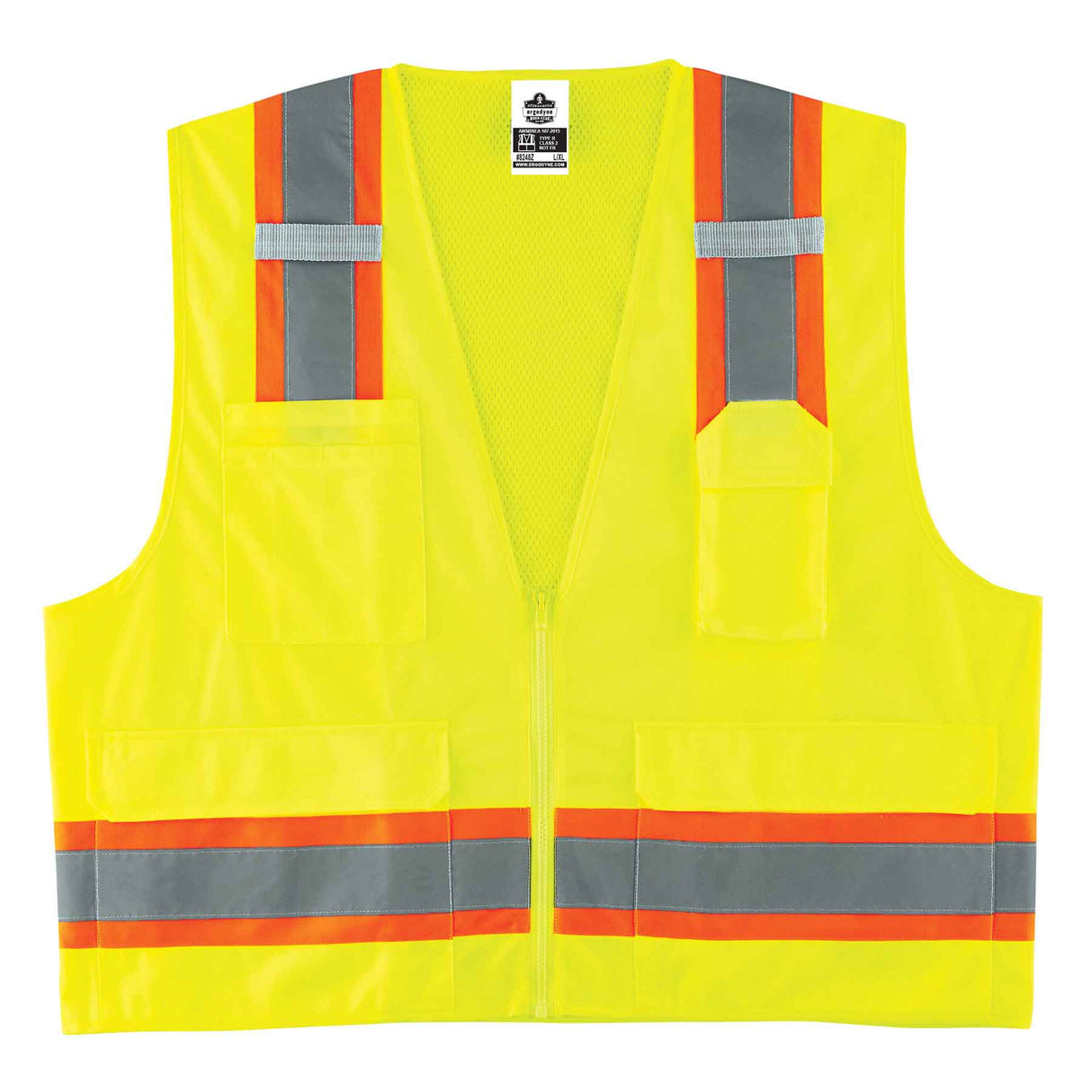 Ergodyne 24073 GloWear 8248Z Type R Class 2 Two-Tone Surveyors Vest, Small/Medium, HV Lime - 2