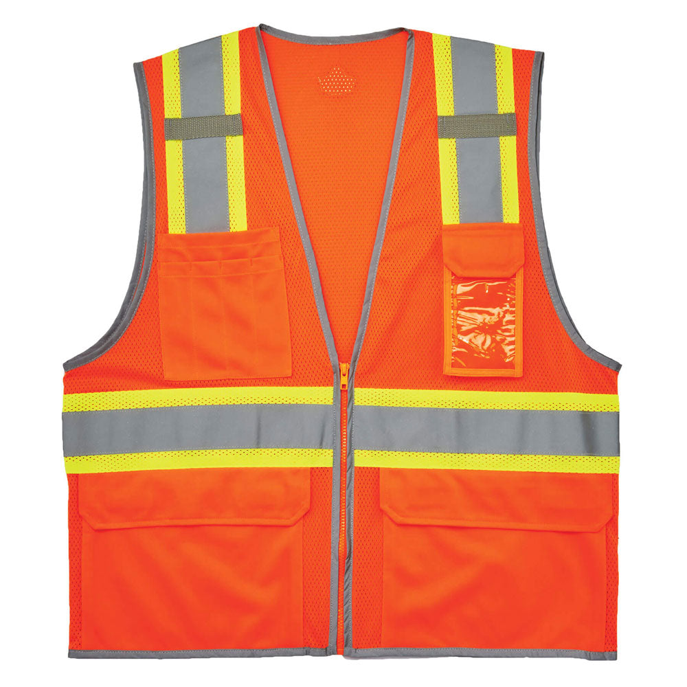 Ergodyne 24137 GloWear 8246Z Type R Class 2 Two-Tone Mesh Vest Reflective Banding, 2XL/3X HV Orange - 2