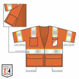 Ergodyne 24153 8346Z S/M Orange Class 3 Two-Tone Hi-Vis Surveyor Vest - Zipper - 4