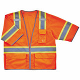 Ergodyne 24155 8346Z L/XL Orange Class 3 Two-Tone Hi-Vis Surveyor Vest - Zipper