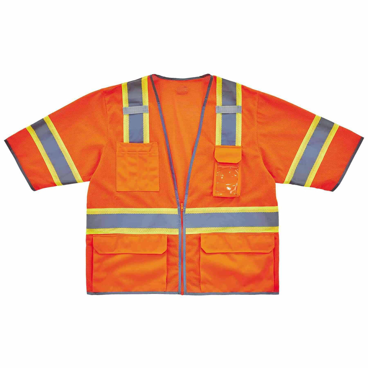 Ergodyne 24155 8346Z L/XL Orange Class 3 Two-Tone Hi-Vis Surveyor Vest - Zipper - 2