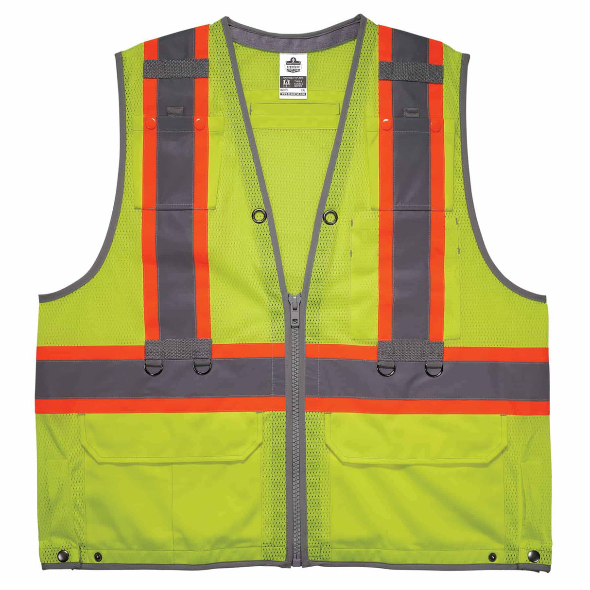 Ergodyne 24175 8231TV L/XL Lime Class 2 Hi-Vis Tool Tethering Safety Vest