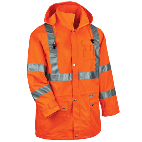 Ergodyne 24312 GloWear 8365 Type R Class 3 Rain Jacket, Small, HV Orange