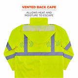 Ergodyne 24332 8366 S Lime Class 3 Lightweight Hi-Vis Rain Jacket - 4