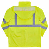 Ergodyne 24333 8366 M Lime Class 3 Lightweight Hi-Vis Rain Jacket - 2