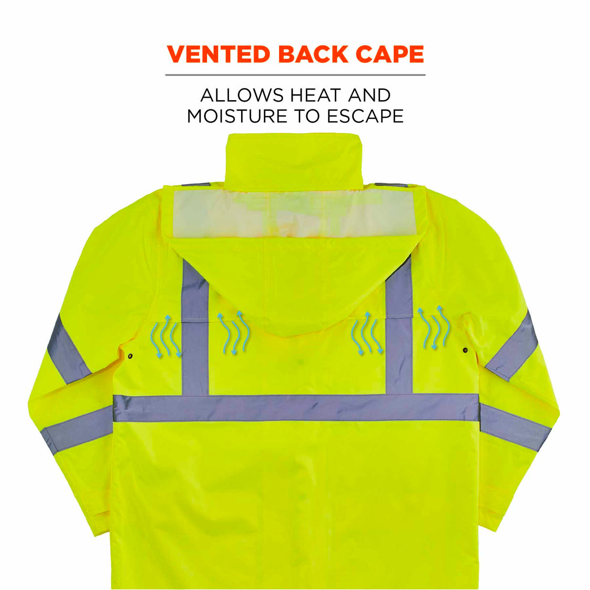 Ergodyne 24333 8366 M Lime Class 3 Lightweight Hi-Vis Rain Jacket - 4