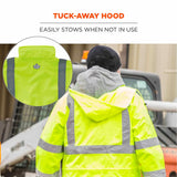 Ergodyne 24333 8366 M Lime Class 3 Lightweight Hi-Vis Rain Jacket - 6