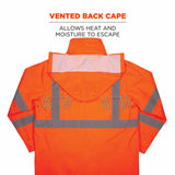 Ergodyne 24362 8366 S Orange Class 3 Lightweight Hi-Vis Rain Jacket - 5