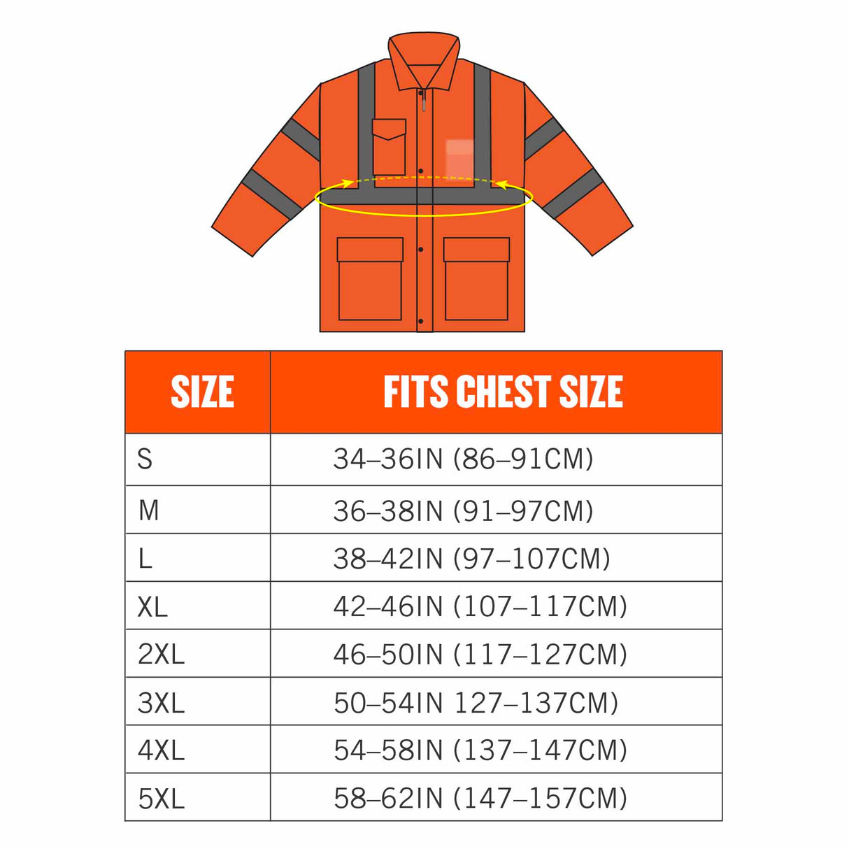 Ergodyne 24362 8366 S Orange Class 3 Lightweight Hi-Vis Rain Jacket - 7