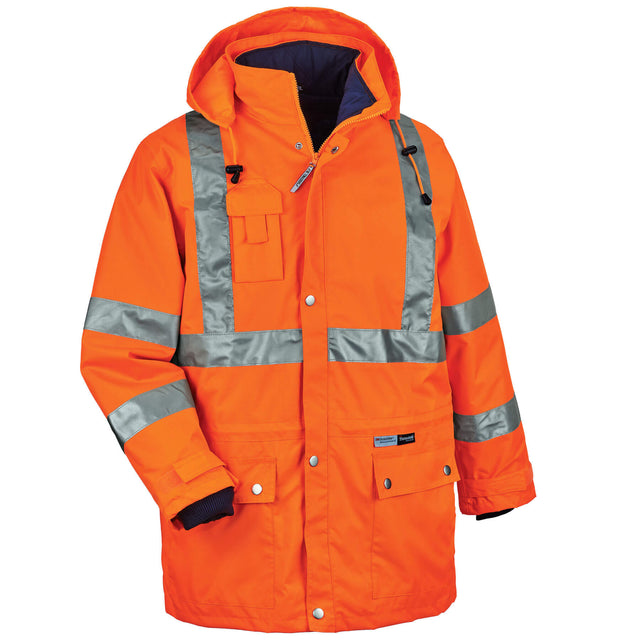 Ergodyne 24372 GloWear 8385 Type R Class 3 4-in-1 Jacket, Small, HV Orange