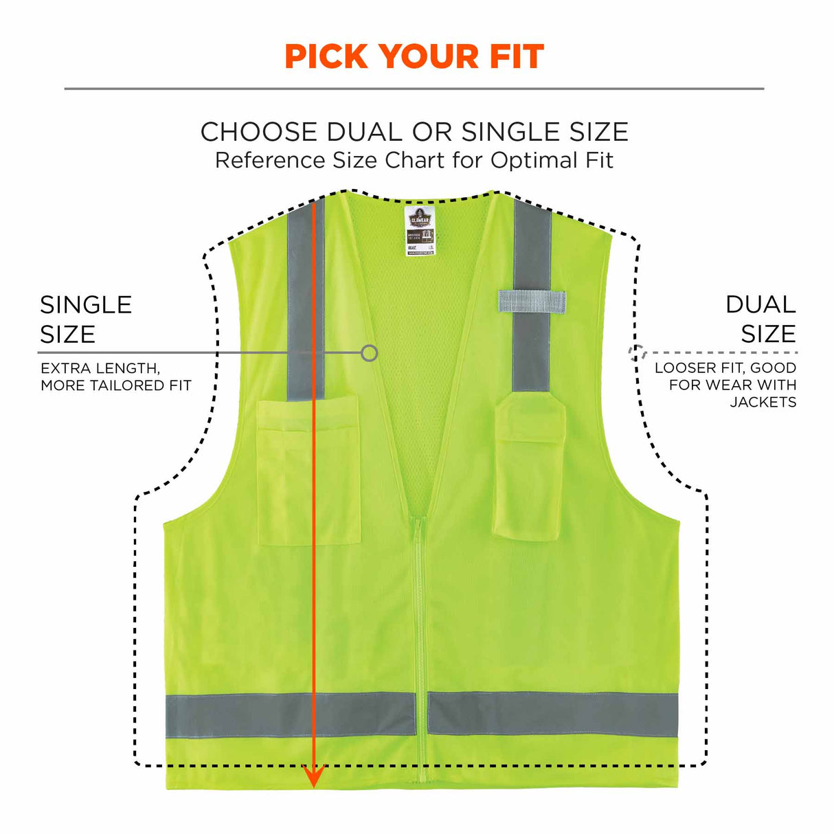 Ergodyne 24501 8249Z-S XS Lime Class 2 Economy Surveyors Vest - Single Size - 5