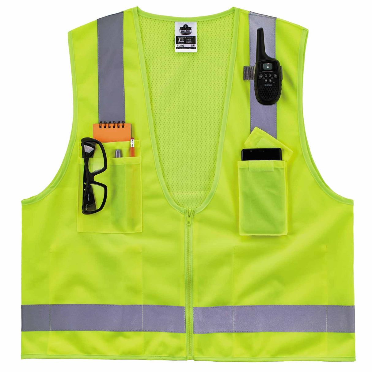 Ergodyne 24502 8249Z-S S Lime Class 2 Economy Surveyors Vest - Single Size - 3