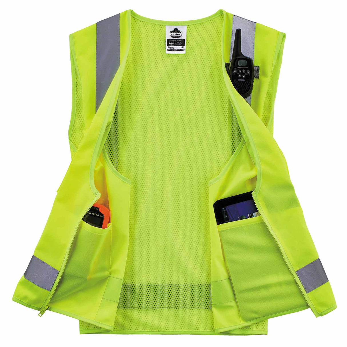 Ergodyne 24502 8249Z-S S Lime Class 2 Economy Surveyors Vest - Single Size - 4