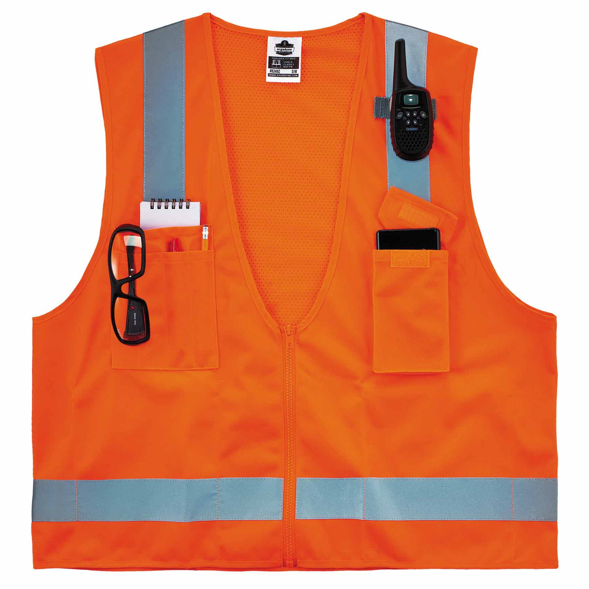 Ergodyne 24511 8249Z-S XS Orange Class 2 Economy Surveyors Vest - Single Size - 3