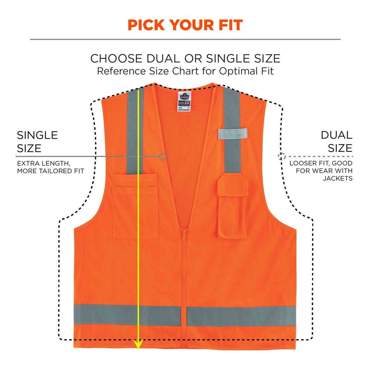 Ergodyne 24511 8249Z-S XS Orange Class 2 Economy Surveyors Vest - Single Size - 5