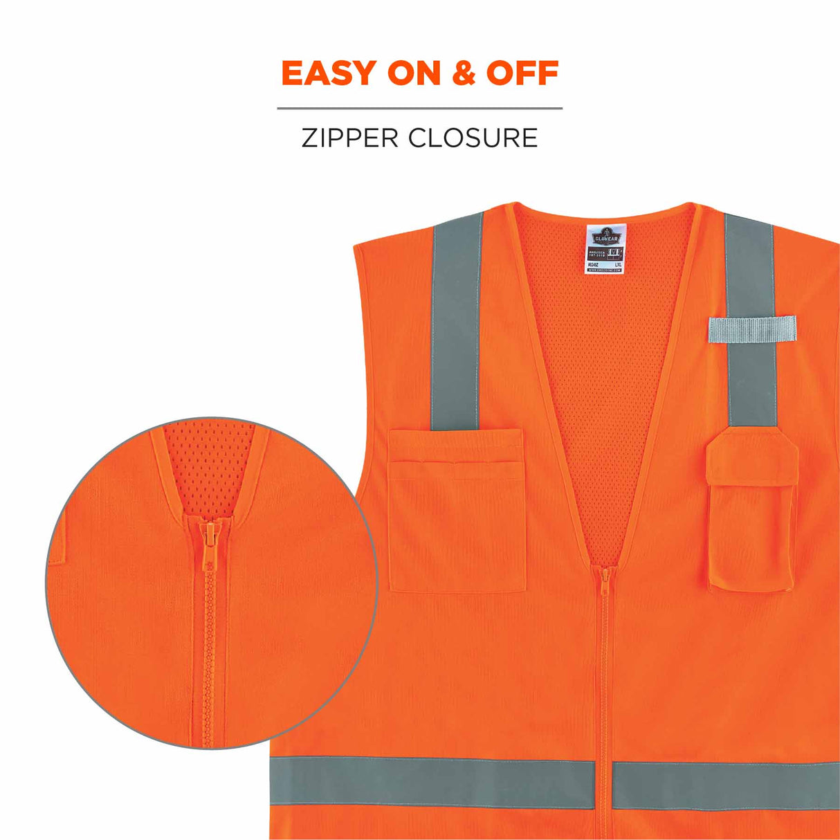 Ergodyne 24511 8249Z-S XS Orange Class 2 Economy Surveyors Vest - Single Size - 8