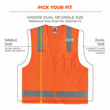 Ergodyne 24512 8249Z-S S Orange Class 2 Economy Surveyors Vest - Single Size - 5